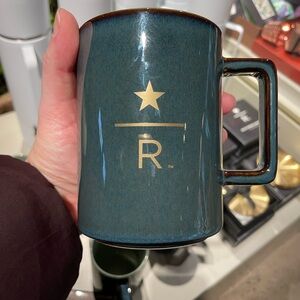 Starbucks Reserve ceramic mug in Jade/Blue 12 oz NWT Starbucks mug angular handl